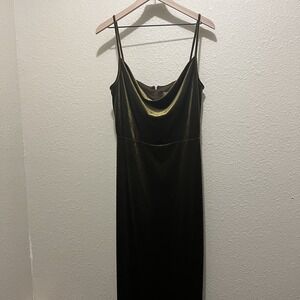 Taylor Dress Size 14 Crushed Velvet Stretch Olive Green Party Wedding‎ Elegant